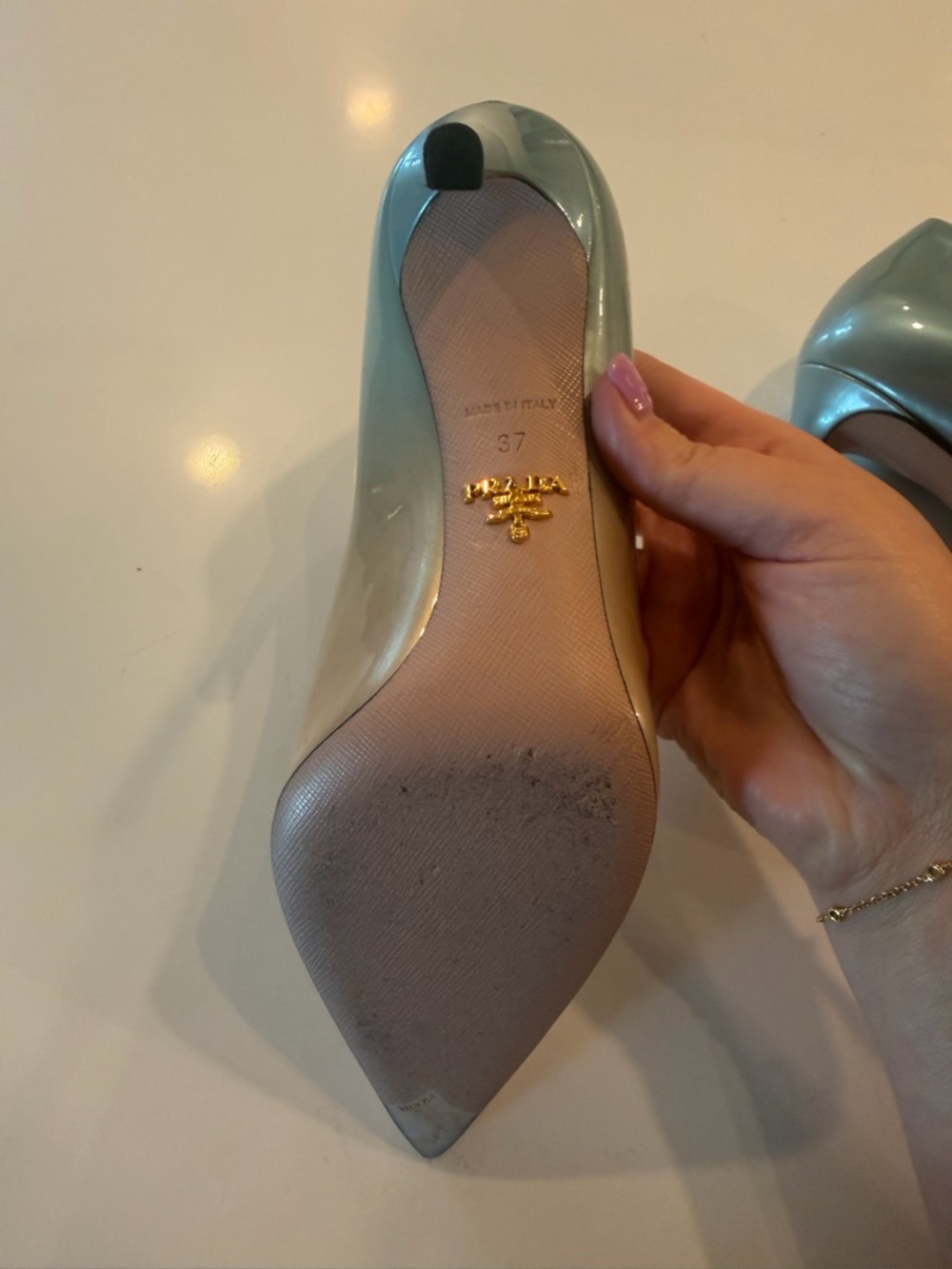 Prada Ombré Iridescent Pointed Toe Pumps in Pink to Blue - Picture 4 of 5